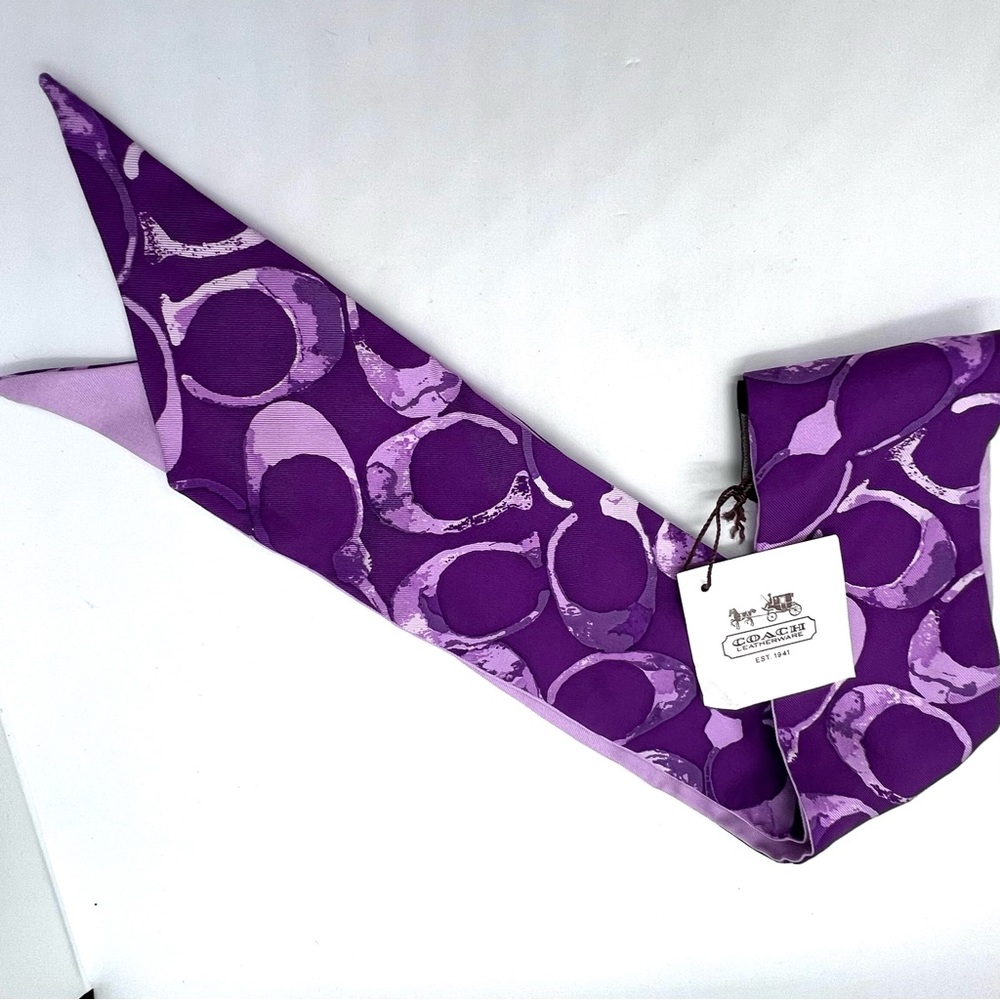 Coach Purple Signature Bag Scarf + Unbranded Crystal High Heel Bag Charm Set NEW - Picture 15 of 16